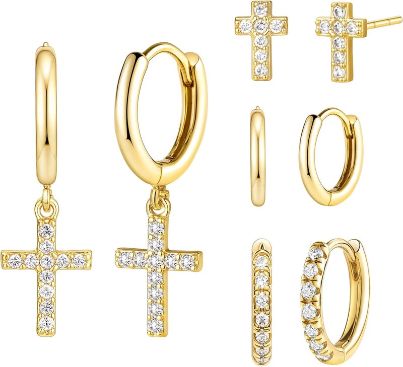 Poxtex Small Gold Huggie Hoop Earrings Set for Women Men Hypoallergenic 14K Plated Stack Cartilage Earrings, Multiple Piercing Lightweight Mini Thin Cute Dainty Trendy Jewelry Set Christmas Gifts for Women - Image 1